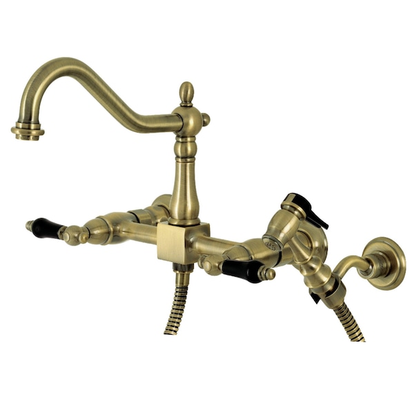 Duchess 2-Handle Wall Mnt Bridge Kitchen Faucet W/Brass Sprayer, Brass